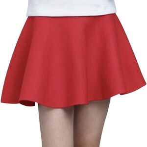 Mesinsefra Girls' High Waist Knitted Flared Pleated Skirt